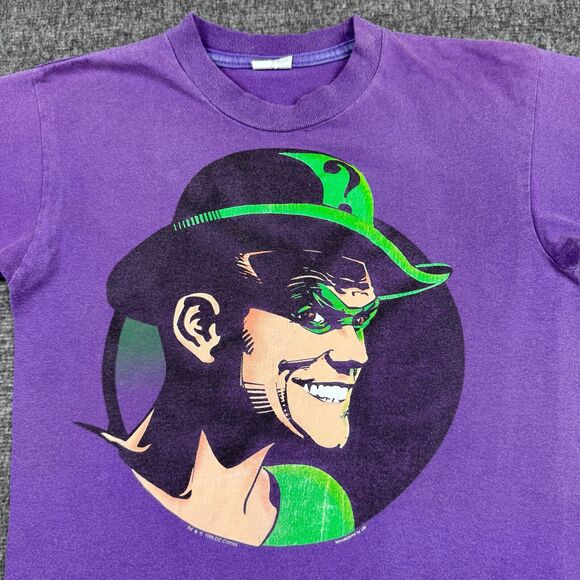 Vintage‎ Batman The Riddler T-Shirt Men’s S Purple Jim Carrey DC Comics 1995 - Picture 2 of 7